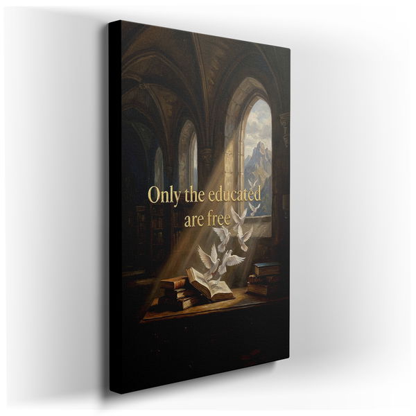 Educated Are Free - Vintage Library Canvas Wall Art