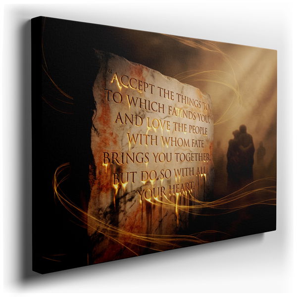Fate & Love Inspirational Stone Tablet Canvas Wall Art