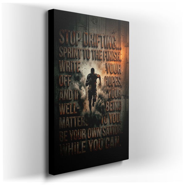 Sprint to the Finish Canvas Wall Art - Motivational Quote