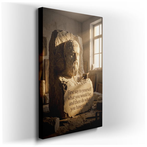 Philosophical Stone Bust - Inspirational Canvas Wall Art