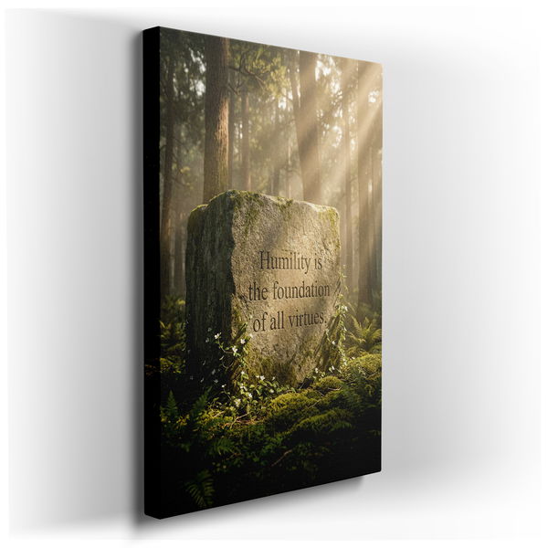 Humility Inscription - Inspirational Forest Canvas Wall Art