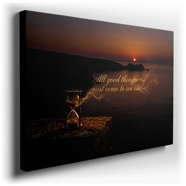 Hourglass on Cliff Inspirational Canvas Art