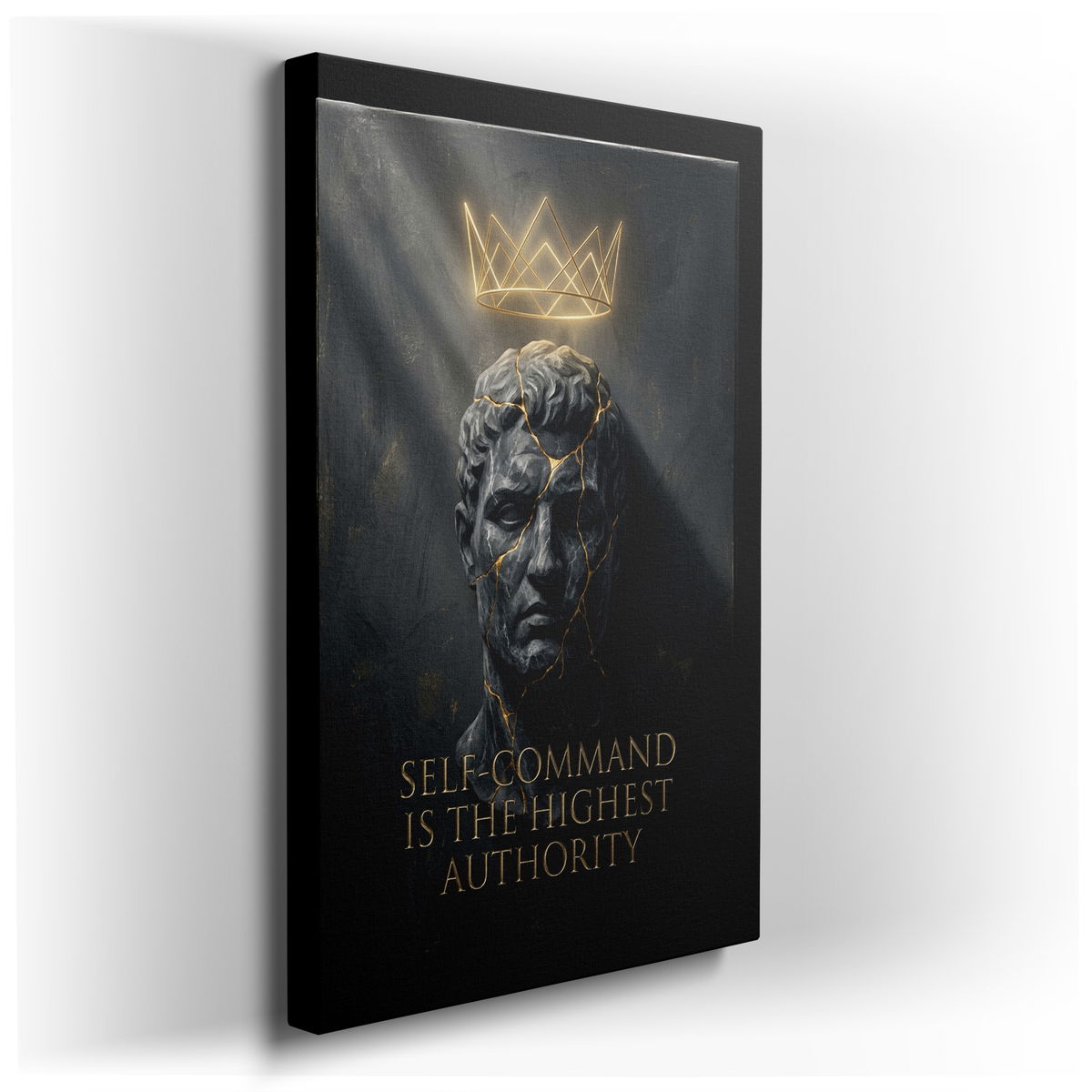 Self Command Marble Bust with Crown - Inspirational Canvas Wall Art