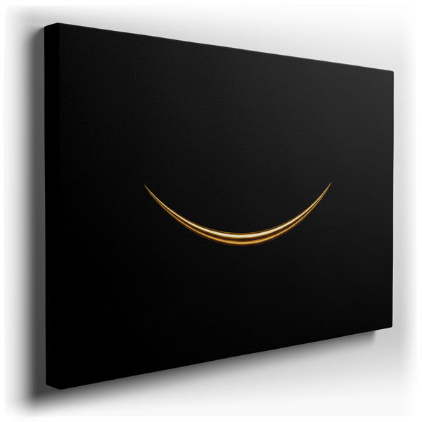 Minimalist Golden Curve - Modern Black Canvas Wall Art