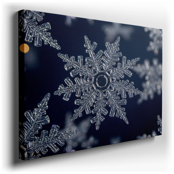 Macro Snowflake Canvas Art - Winter Holiday Decor