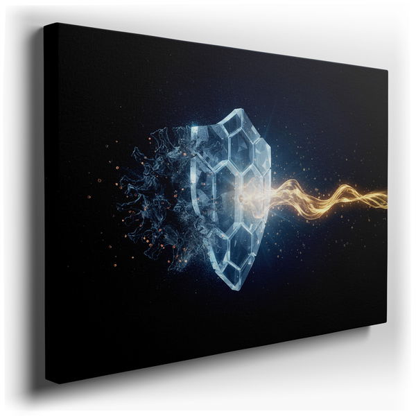 Digital Abstract Shield Canvas Wall Art - Modern Design