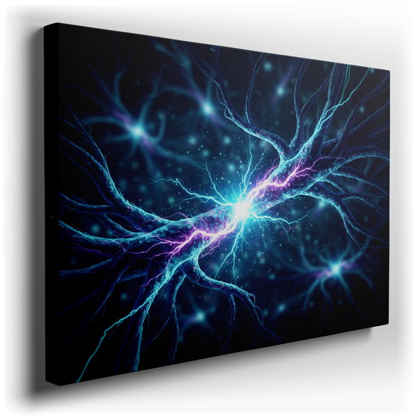 Electric Abstract Neural Network - Modern Canvas Wall Art