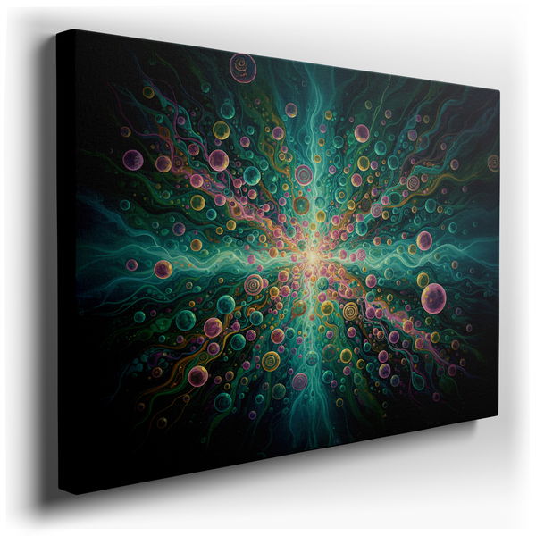 Abstract Burst Canvas Wall Art - Colorful Spheres