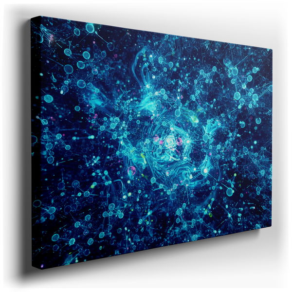 Abstract Blue Network Canvas Wall Art - Modern Decor