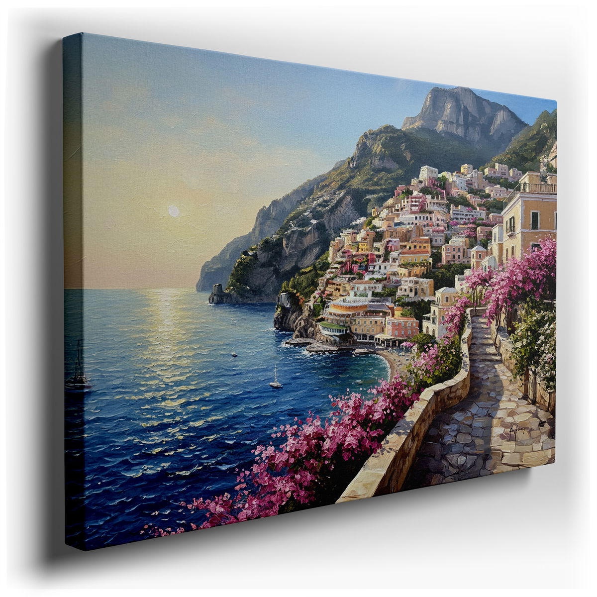 Coastal Village Canvas Wall Art - Italian Seaside