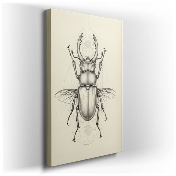 Geometric Stag Beetle Illustration - Modern Canvas Wall Art