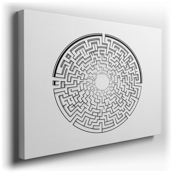 Circular Maze Canvas Art - Abstract Geometric Decor