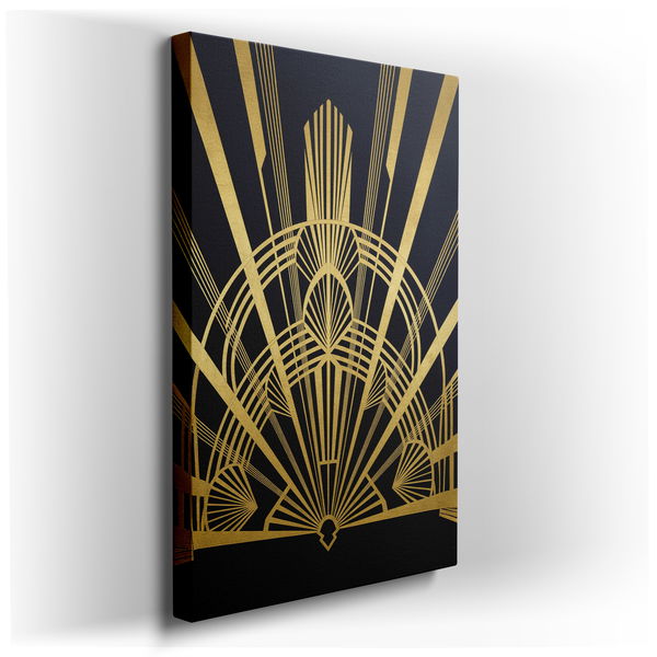 Gold Art Deco Canvas Wall Art - Geometric Glam Decor
