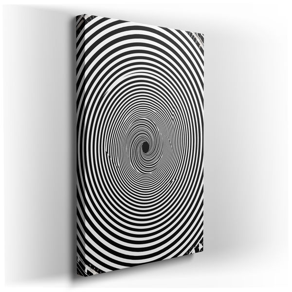 Hypnotic Spiral Black and White Canvas Wall Art