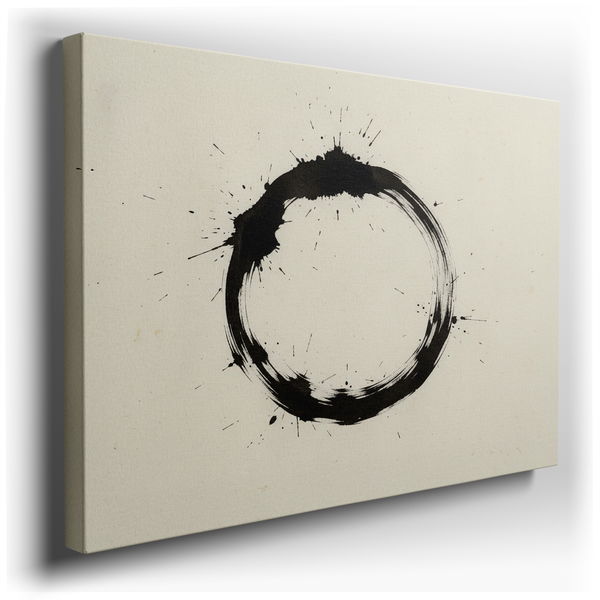 Enso Circle Zen Brushstroke - Minimalist Canvas Wall Art