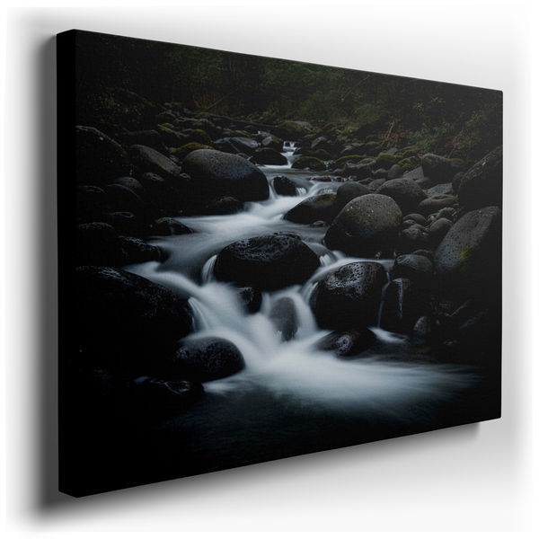 Serene River Flow - Tranquil Nature Canvas Wall Art