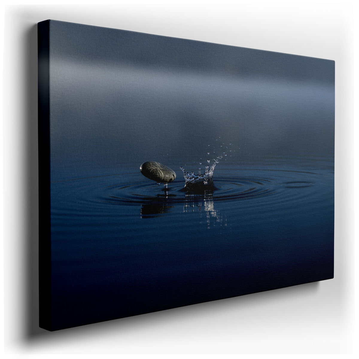 Zen Stone and Water Splash - Serene Canvas Wall Art