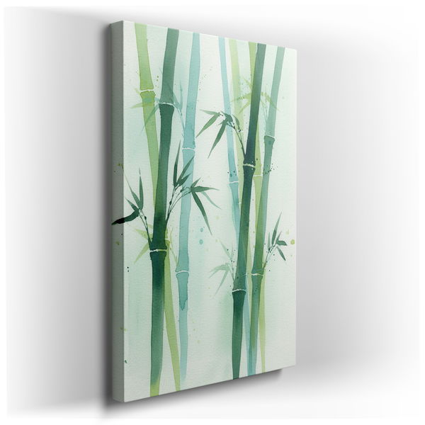 Watercolor Bamboo Stalks - Serene Zen Canvas Wall Art