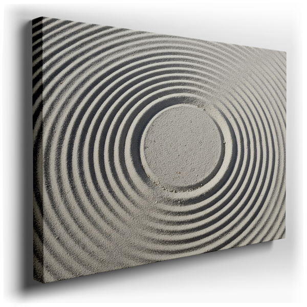 Zen Garden Sand Circle - Minimalist Canvas Wall Art