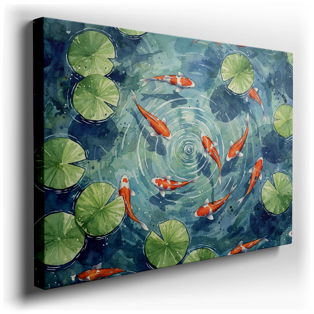 Watercolor Koi Fish Pond - Asian Style Canvas Wall Art