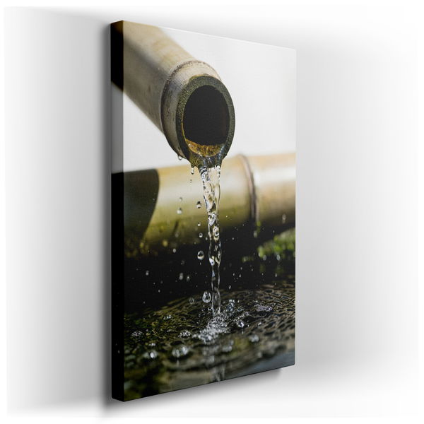 Zen Bamboo Fountain - Tranquil Nature Canvas Wall Art