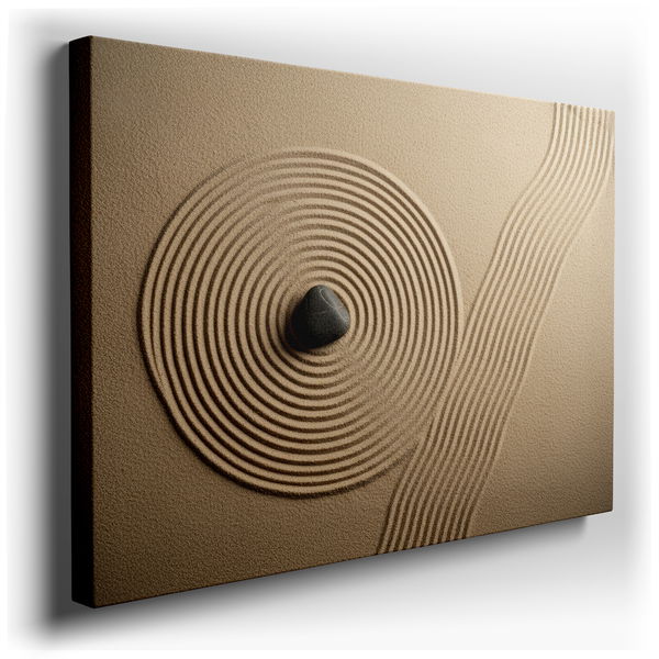 Zen Garden Canvas Wall Art - Minimalist Sand Design