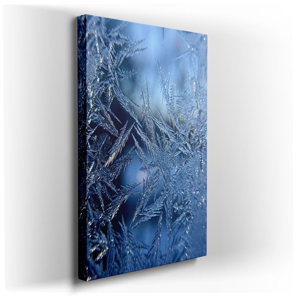 Delicate Frost Patterns - Blue and White Canvas Wall Art