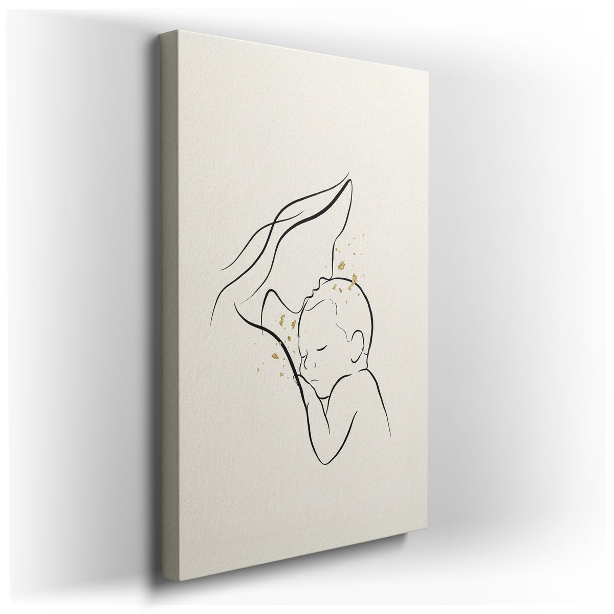 Mother and Child - Minimalist Line Art Canvas Wall Art