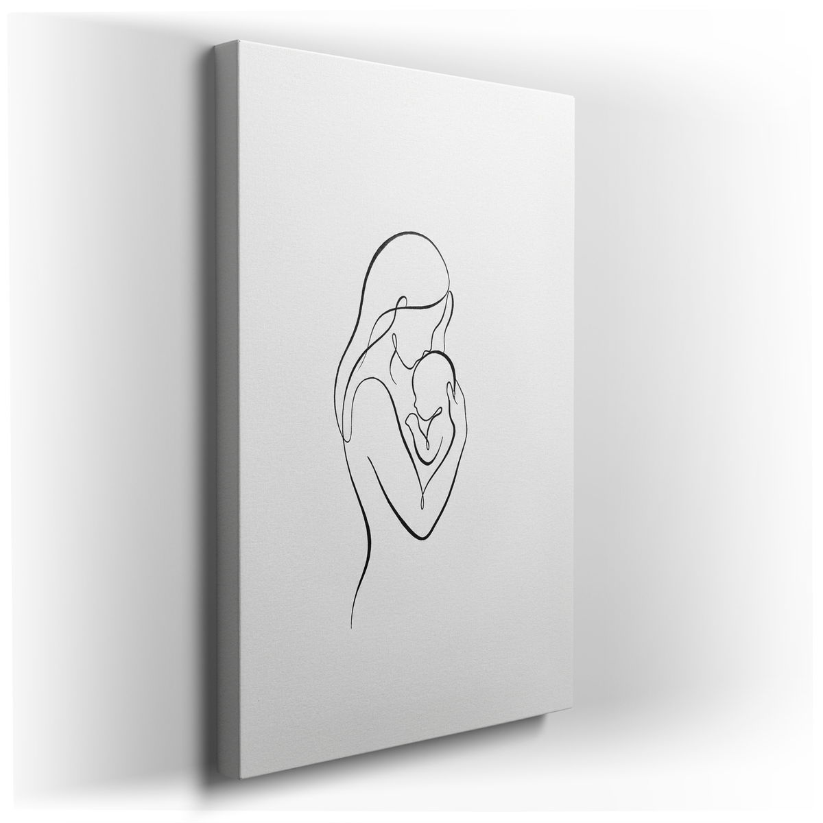 Mother and Child - Minimalist Line Art Canvas Wall Art
