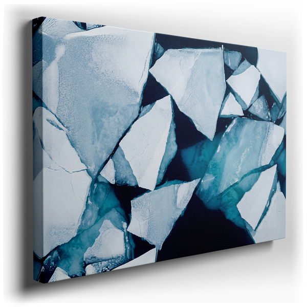 Ice Flow Aerial View - Blue and White Canvas Wall Art