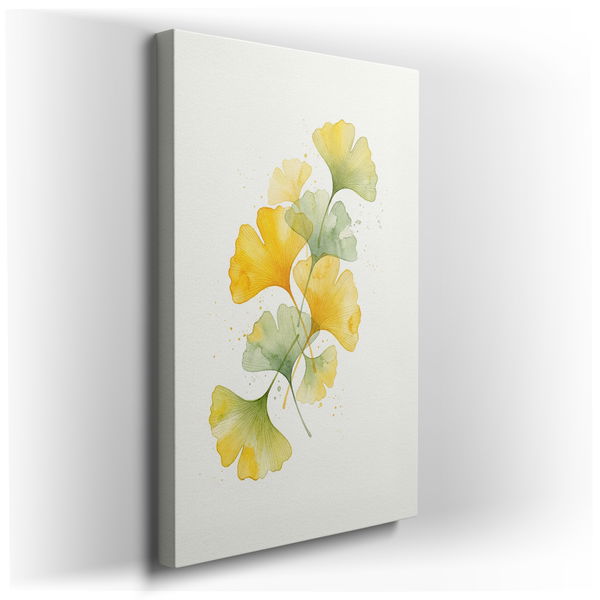 Ginkgo Leaves Watercolor Painting - Botanical Canvas Wall Art