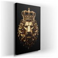 Golden Lion King Crown - Regal Canvas Wall Art
