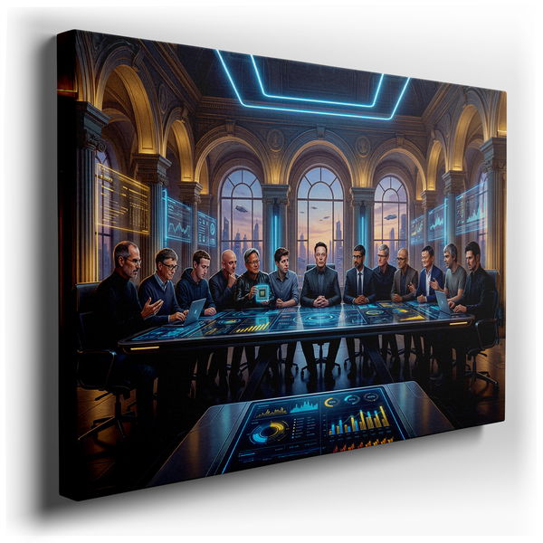 Tech Titans Meeting - Futuristic Canvas Wall Art