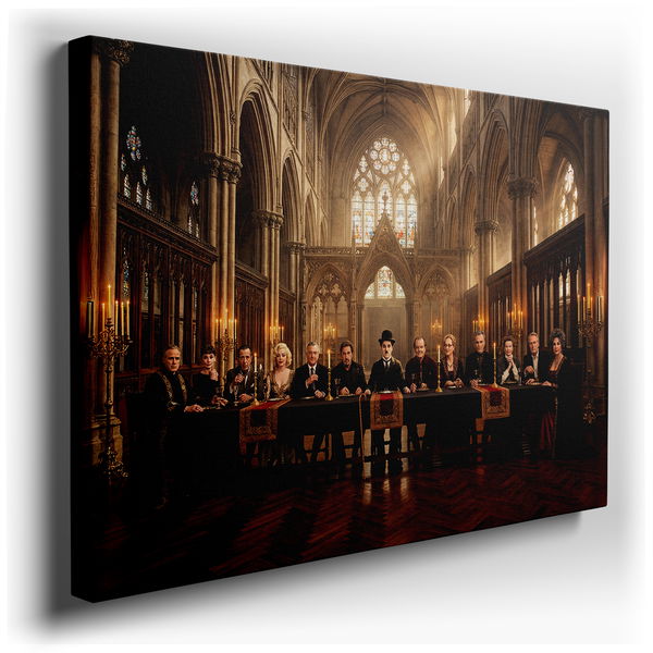 Iconic Actors at Dinner - Dramatic Canvas Wall Art
