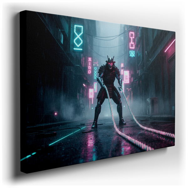 Cyberpunk Samurai - Futuristic Canvas Wall Art