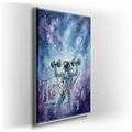 Astronaut Lifting Weights in Space - Whimsical Canvas Wall Art
