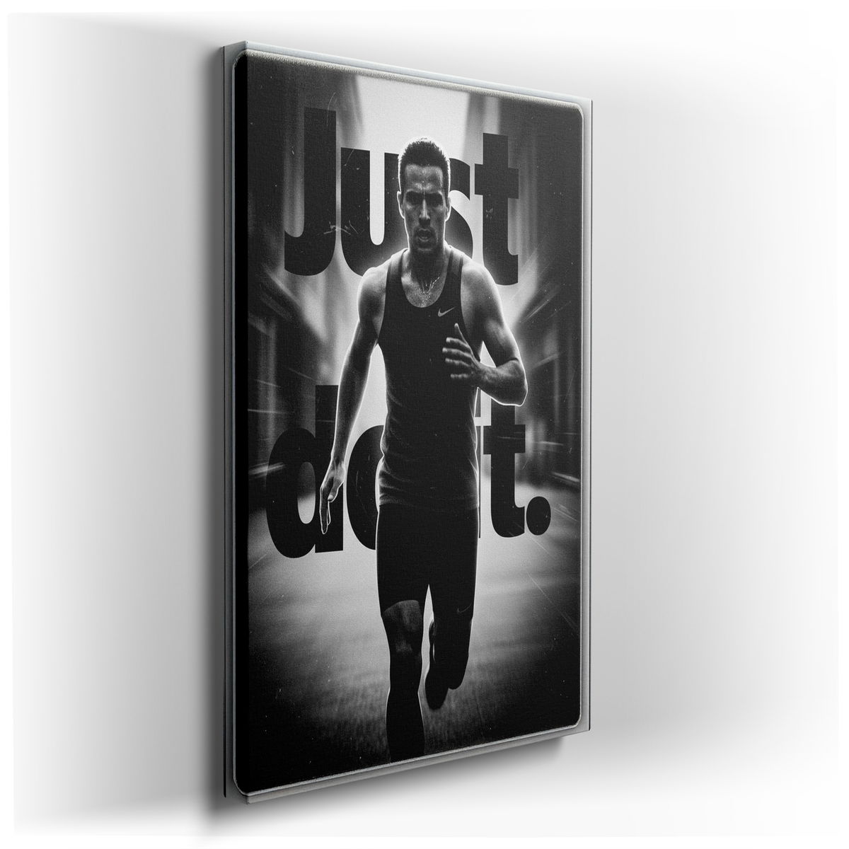 Just Do It Runner - Black and White Canvas Wall Art