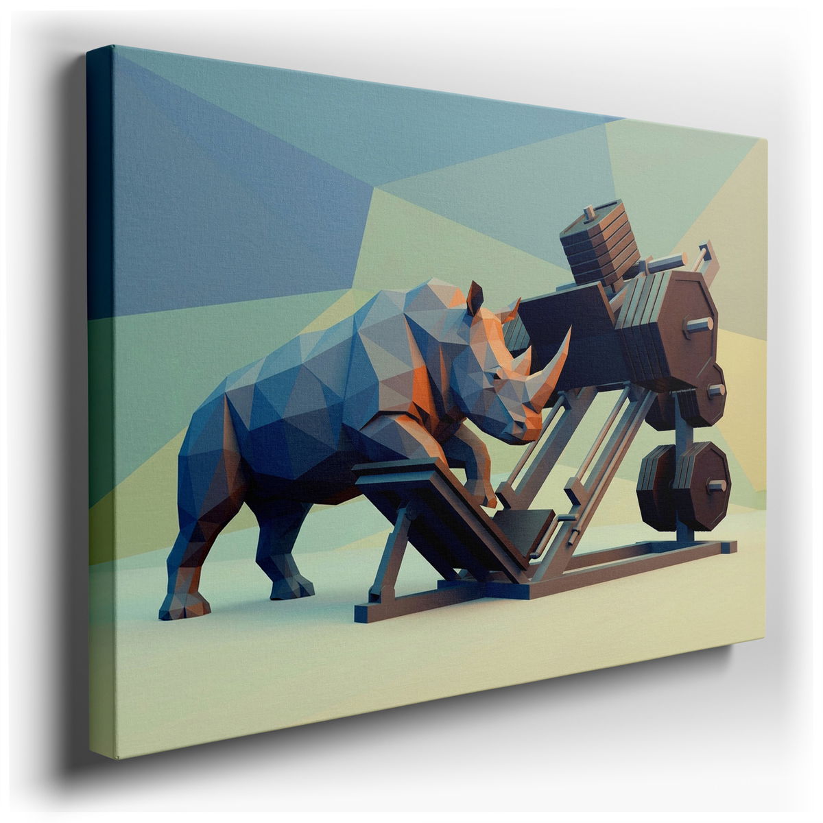Rhino Gym Workout Abstract Canvas Wall Art