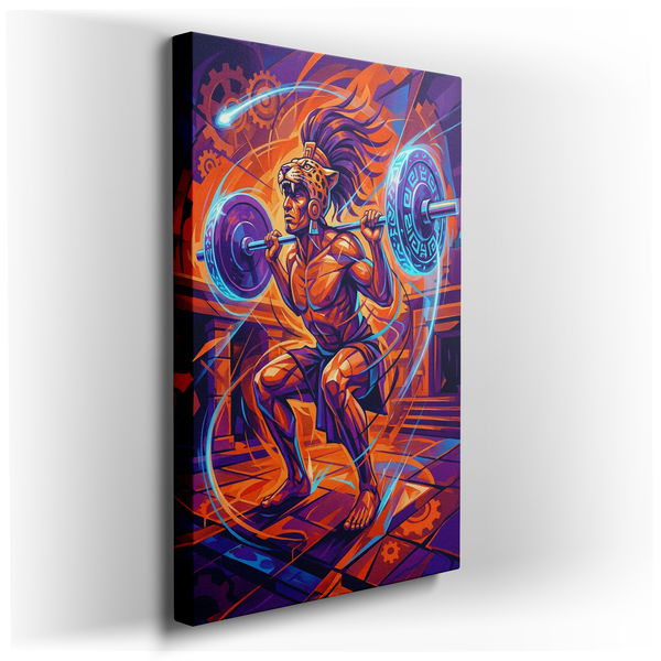 Aztec Warrior - Colorful Canvas Wall Art