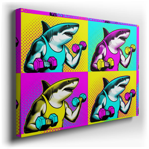 Shark Gym - Colorful Pop Art Canvas Wall Art