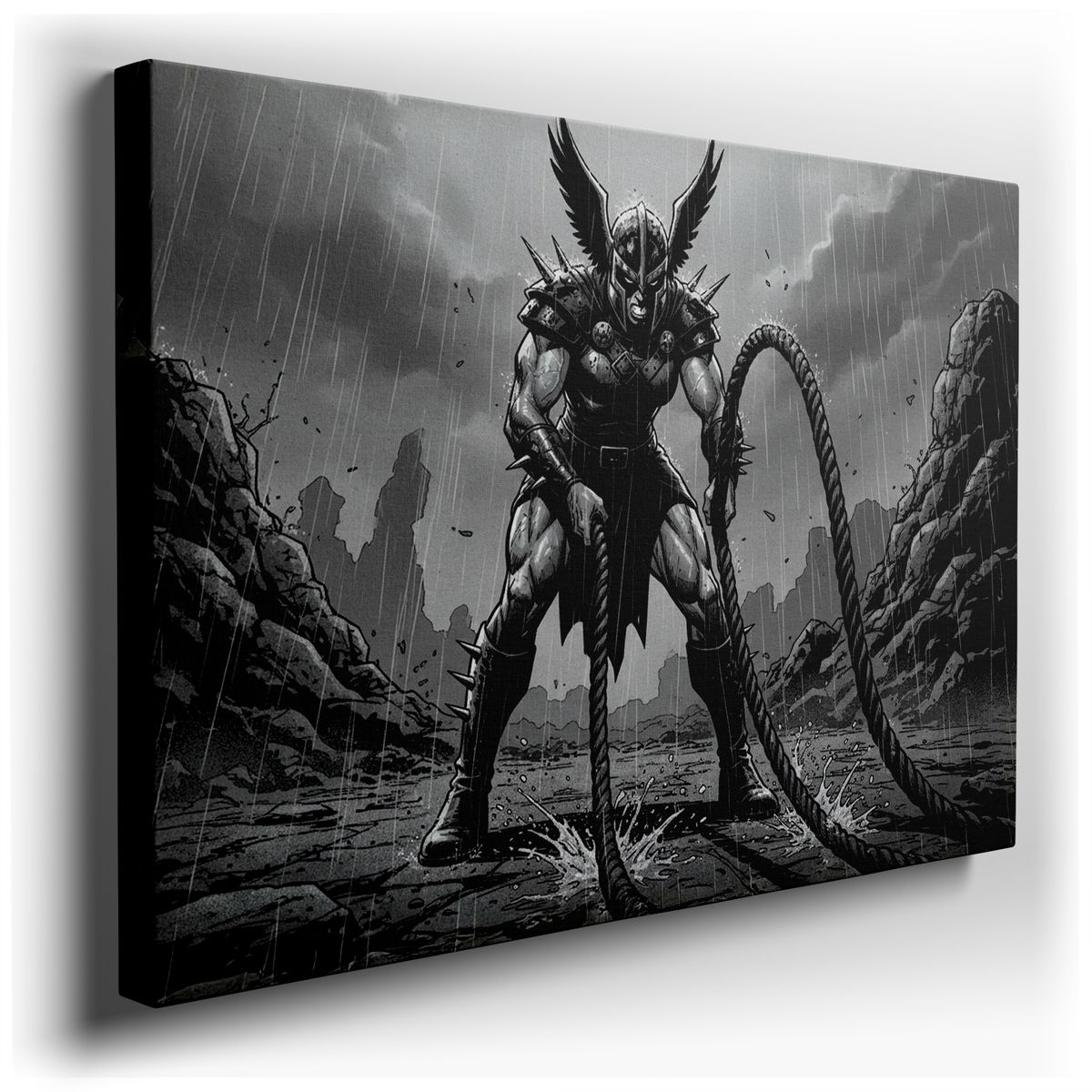 Vigilante Noir - Winged Warrior Canvas Wall Art