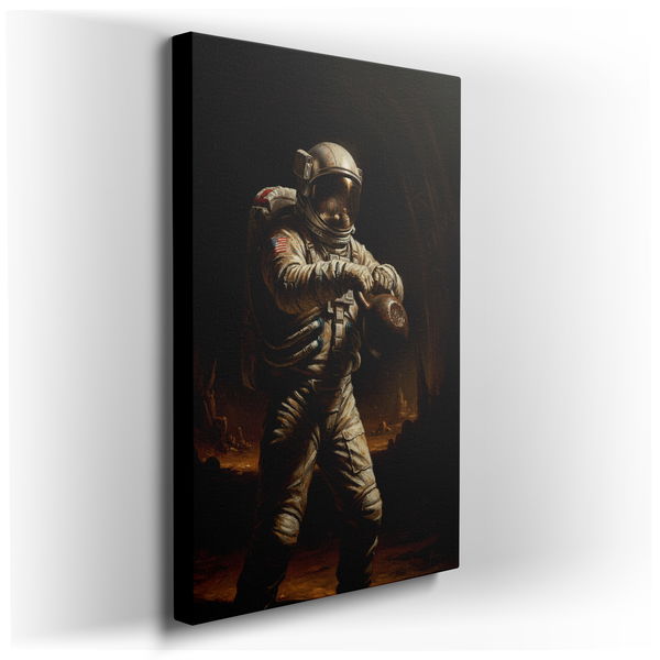 Weightlifting Astronaut - Surreal Space Canvas Wall Art