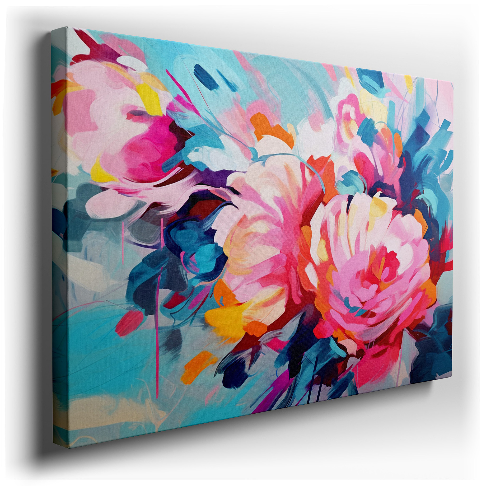 A Lively Display of Abstract Floral Designs, Enhancing Environments with Vivid Colors and Energetic Vibes: Large Wall