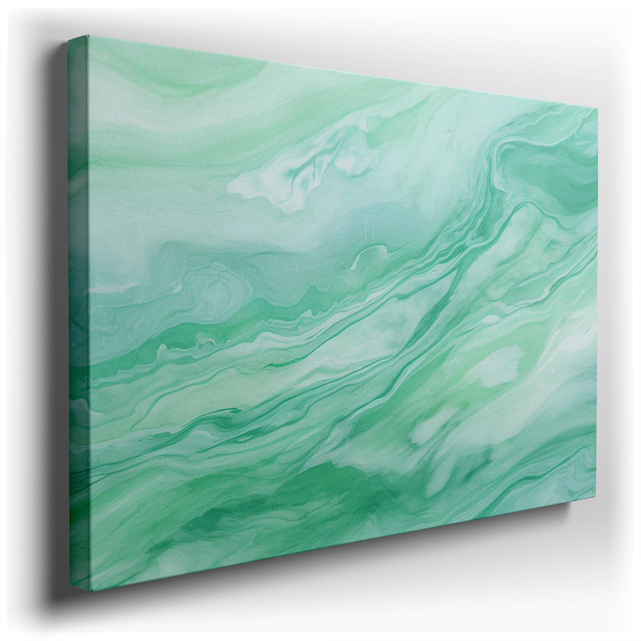 A Serene Array of Greens: Abstract Expressionism in Large Wall Art, Canvas Wall Art, Wall Decor for Offices wrapped