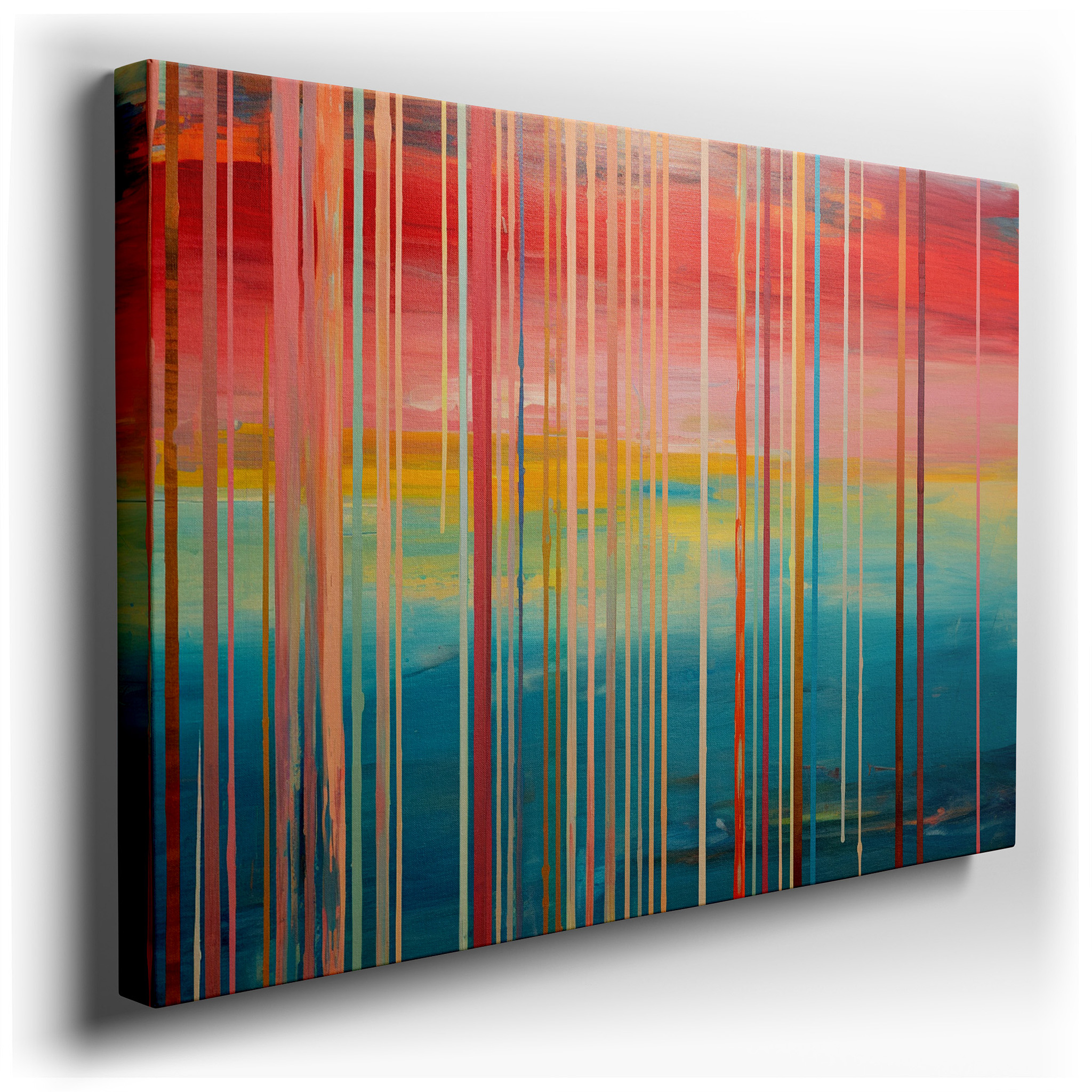 A Stunning Display of Vibrant Reds and Serene Blues in Abstract Expressionism Large Wall Art, Canvas Wall Art, Wall