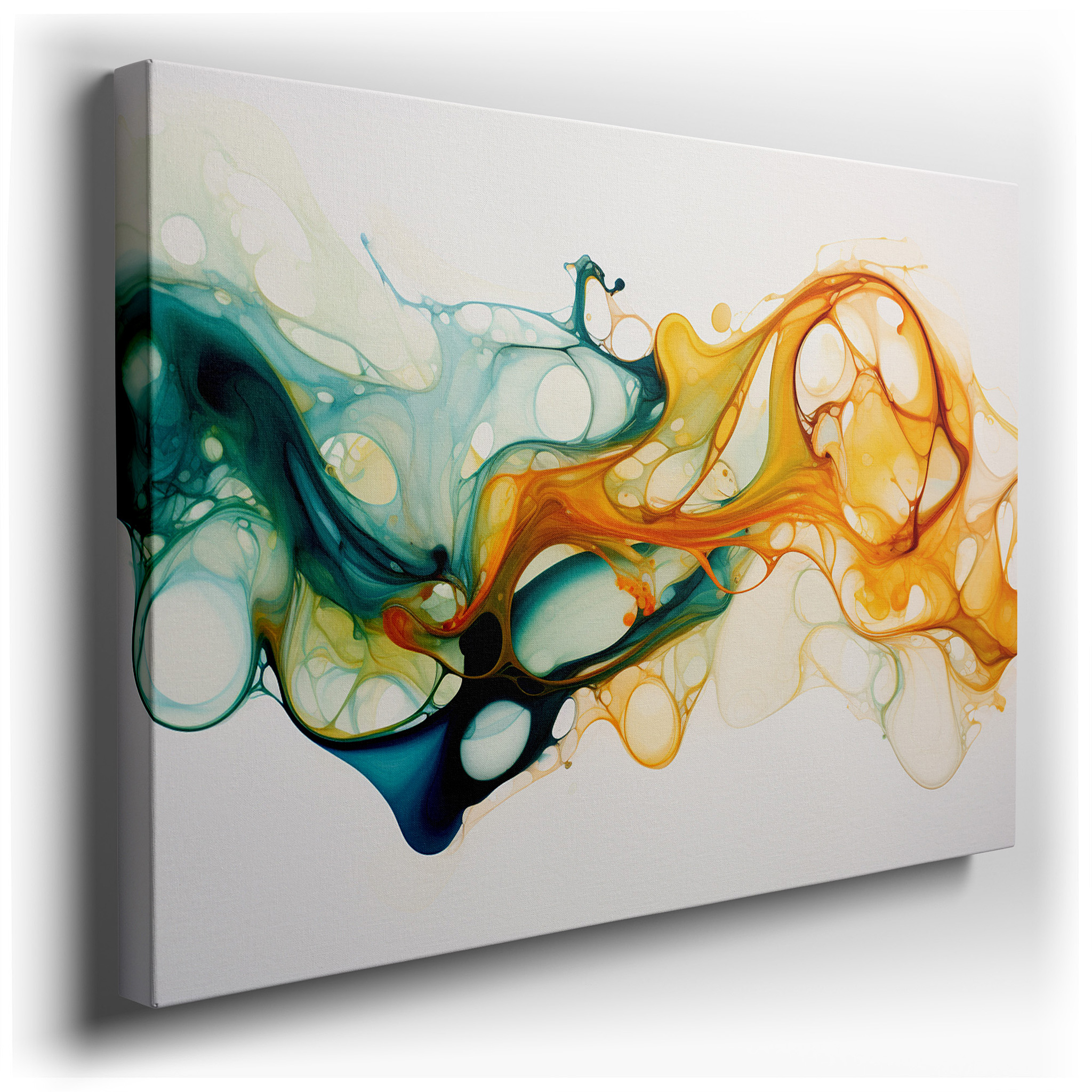 A Visual Symphony of Orange and Teal: Capturing Movement and Emotion in Abstract Splendor - Large Wall Art, Canvas Wall