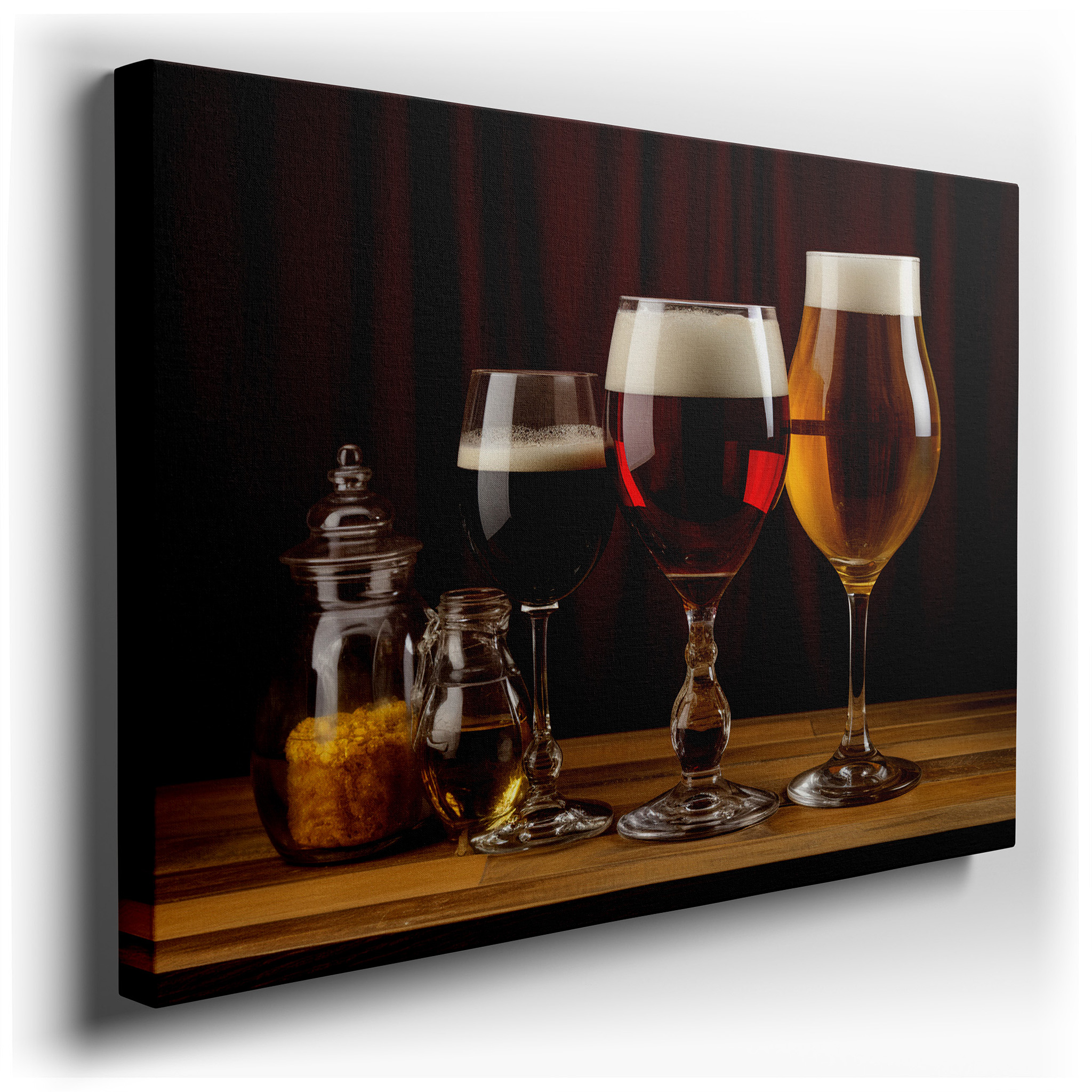 A Visual Tribute to Craft Brewing Featuring Artisan Beers, Syrups, and Sophisticated Glassware: Large Wall Art, Canvas