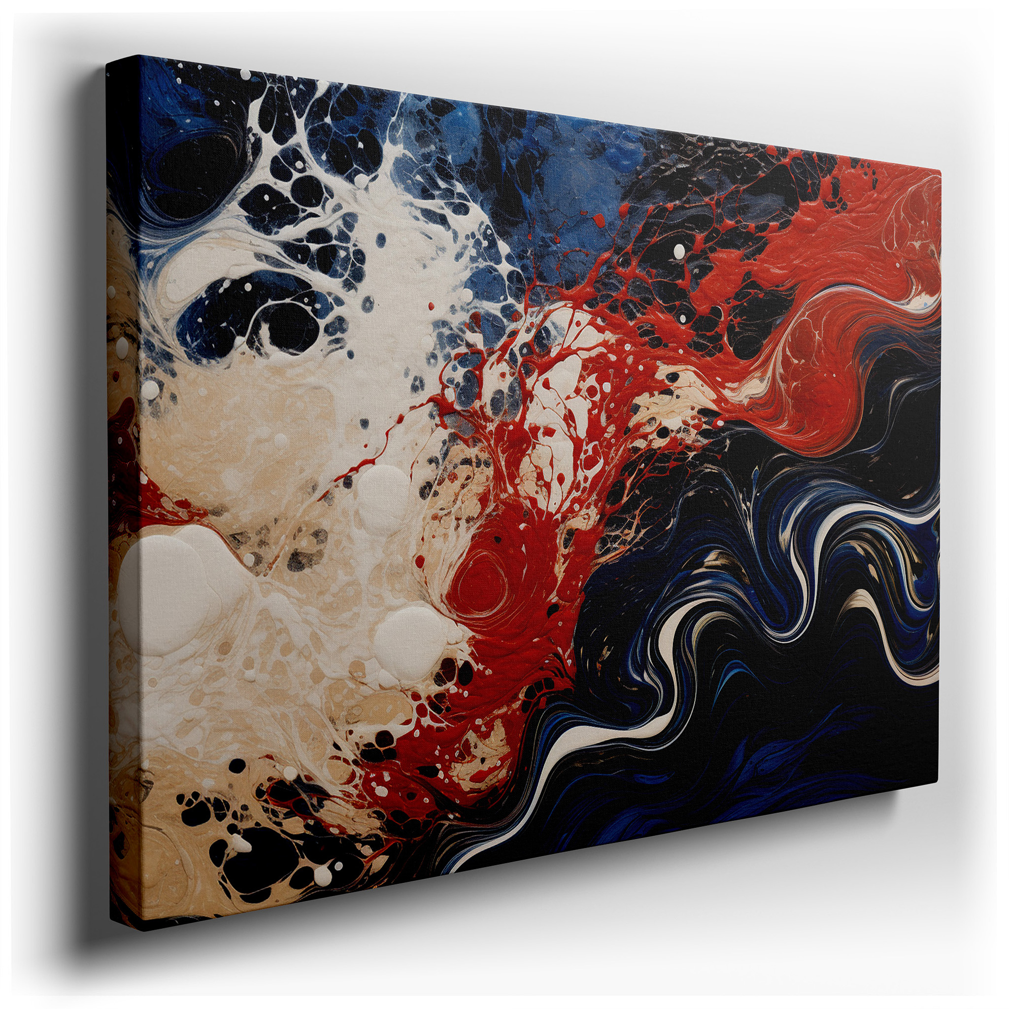 A Vivid Display of Reds, Blues, and Whites: Celebrating Motion and Emotion - Large Wall Art, Canvas Wall Art, Wall