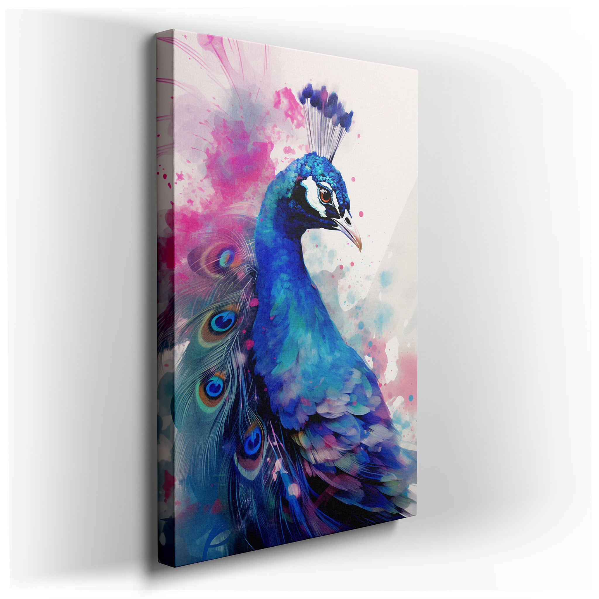 Abstract and Colorful Peacock, Large Canvas Wall Art, Office Decor wrapped canvas - main product photo
