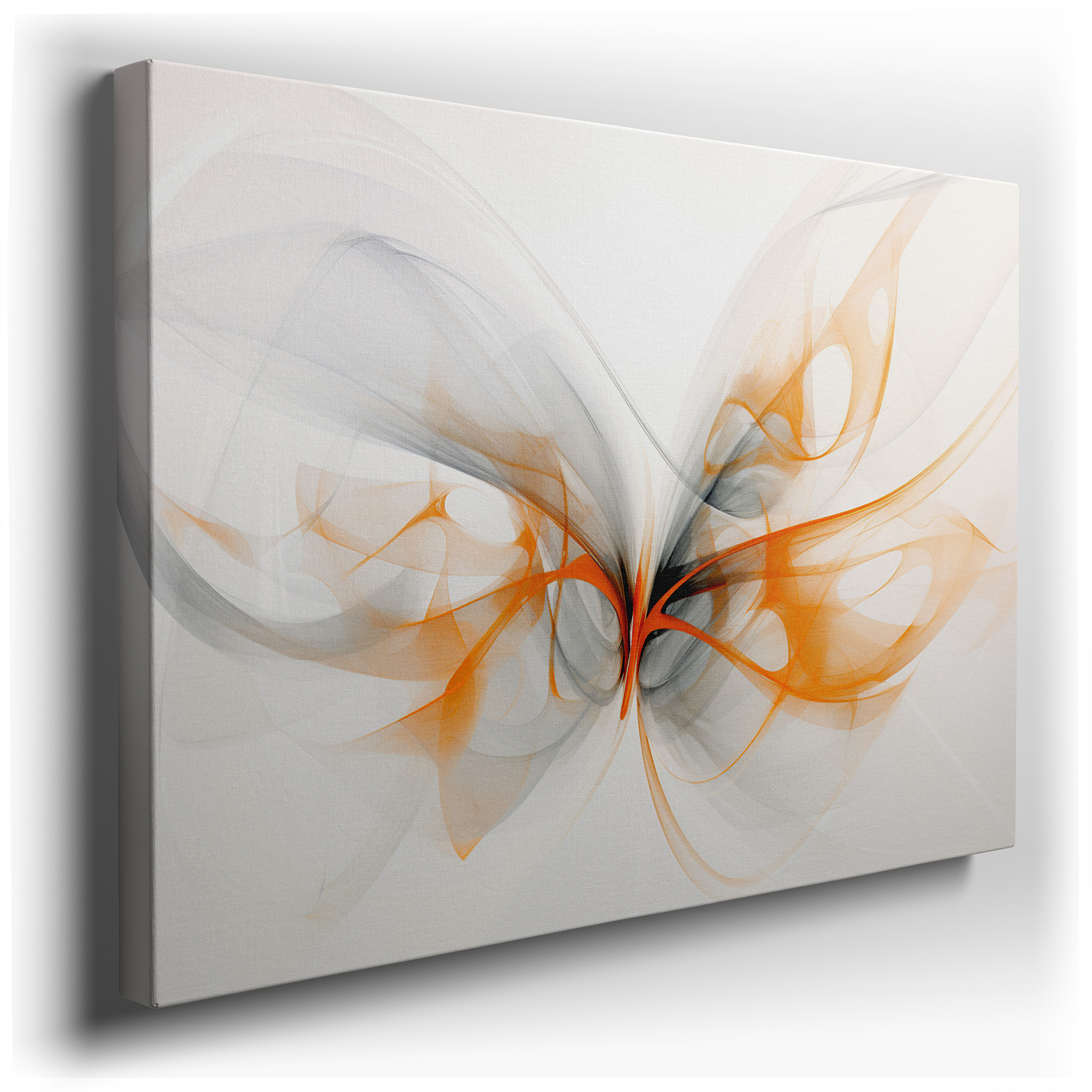 Abstract Butterfly Art in Flowing Lines with Calming Gradients of Gray and Orange, Symbolizing Transformation - Large